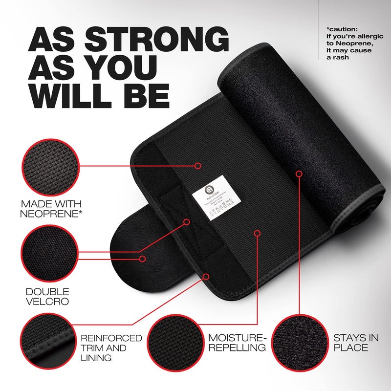 ActiveGear Waist Trimmer Belt for Stomach and Back Lumbar Support, Medium: 8"" x 42"" - Red - Image 2